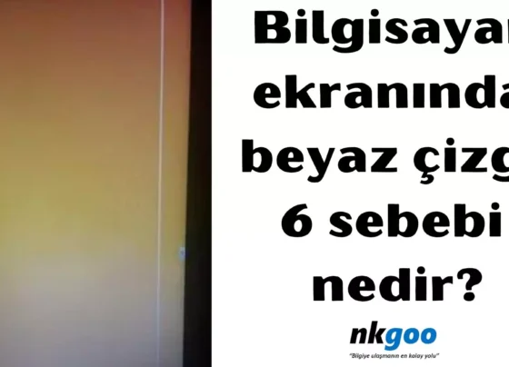 Bilgisayar ekranında beyaz çizgi